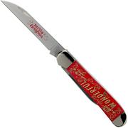 Case Copperhead, Christmas Gift Tin, Embellished Smooth Dark Red Bone, 10605, 6248W SS pocket knife