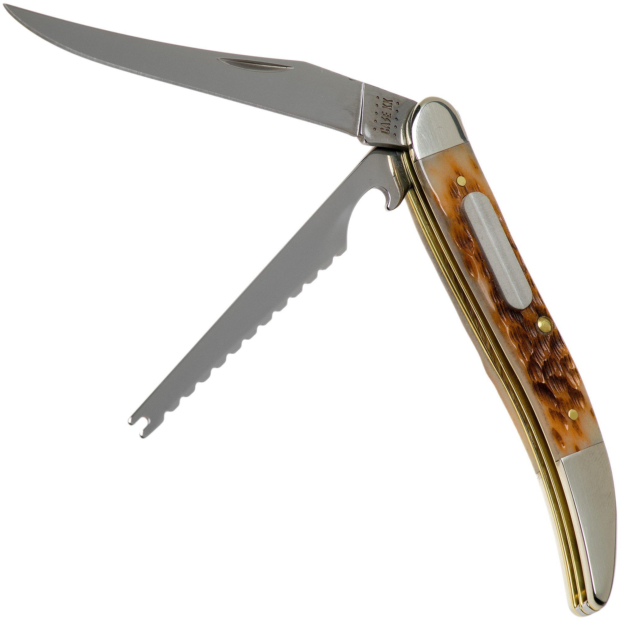Case Fishing Knife Amber Jigged Bone, 10726, 620094F rostfrei, Taschenmesser