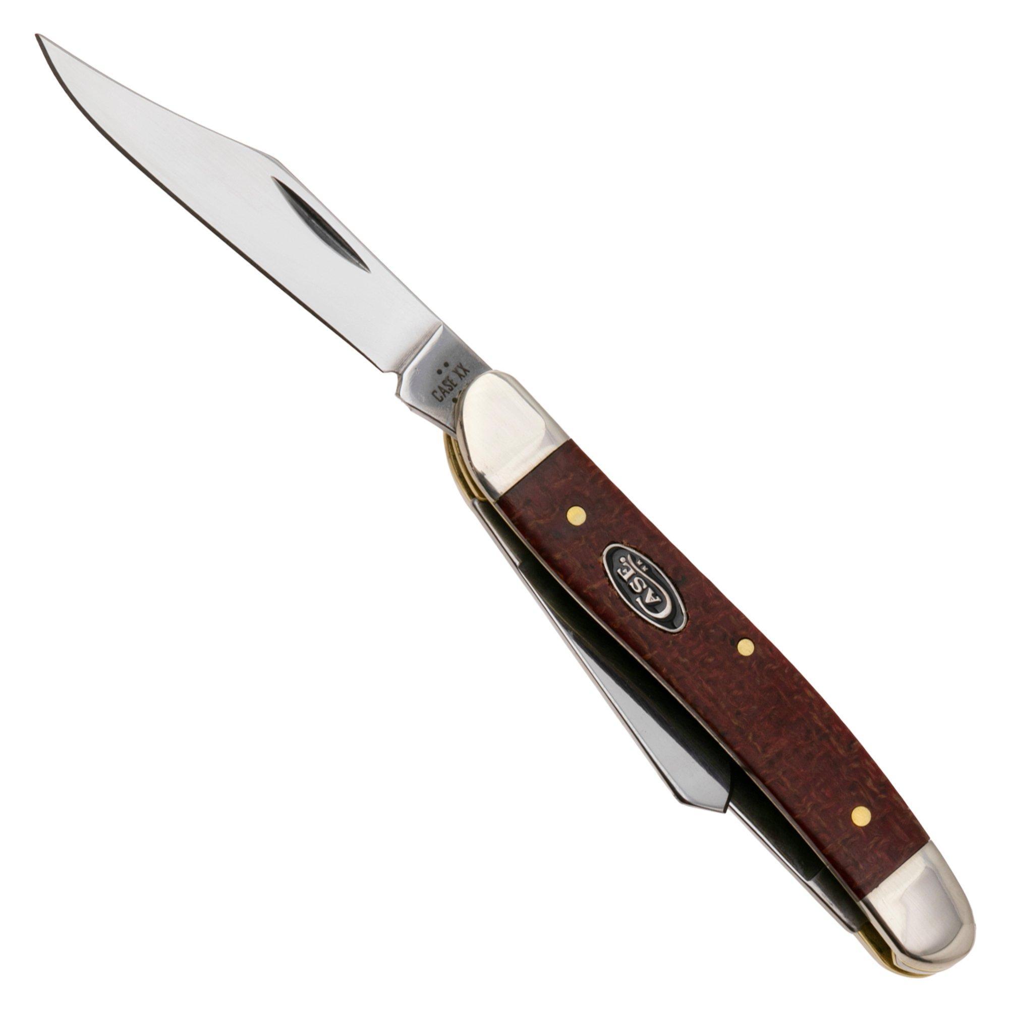 Case Medium Stockman Smooth Dark Red Burlap Micarta, 12272, 103087 Carbon Steel Taschenmesser