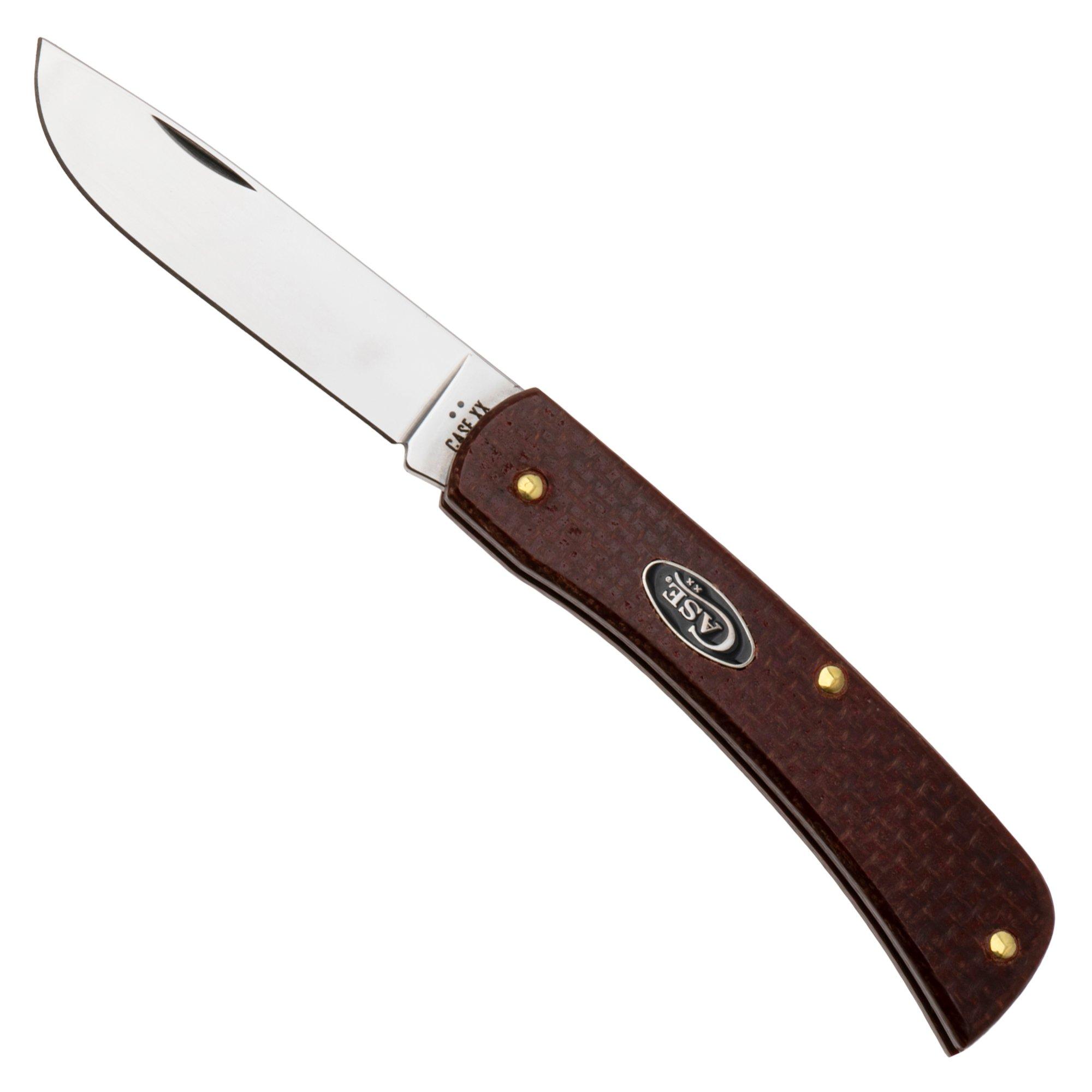 Case Sod Buster Jr, Smooth Dark Red Burlap Micarta, 12273, 10137 Carbon Steel Taschenmesser