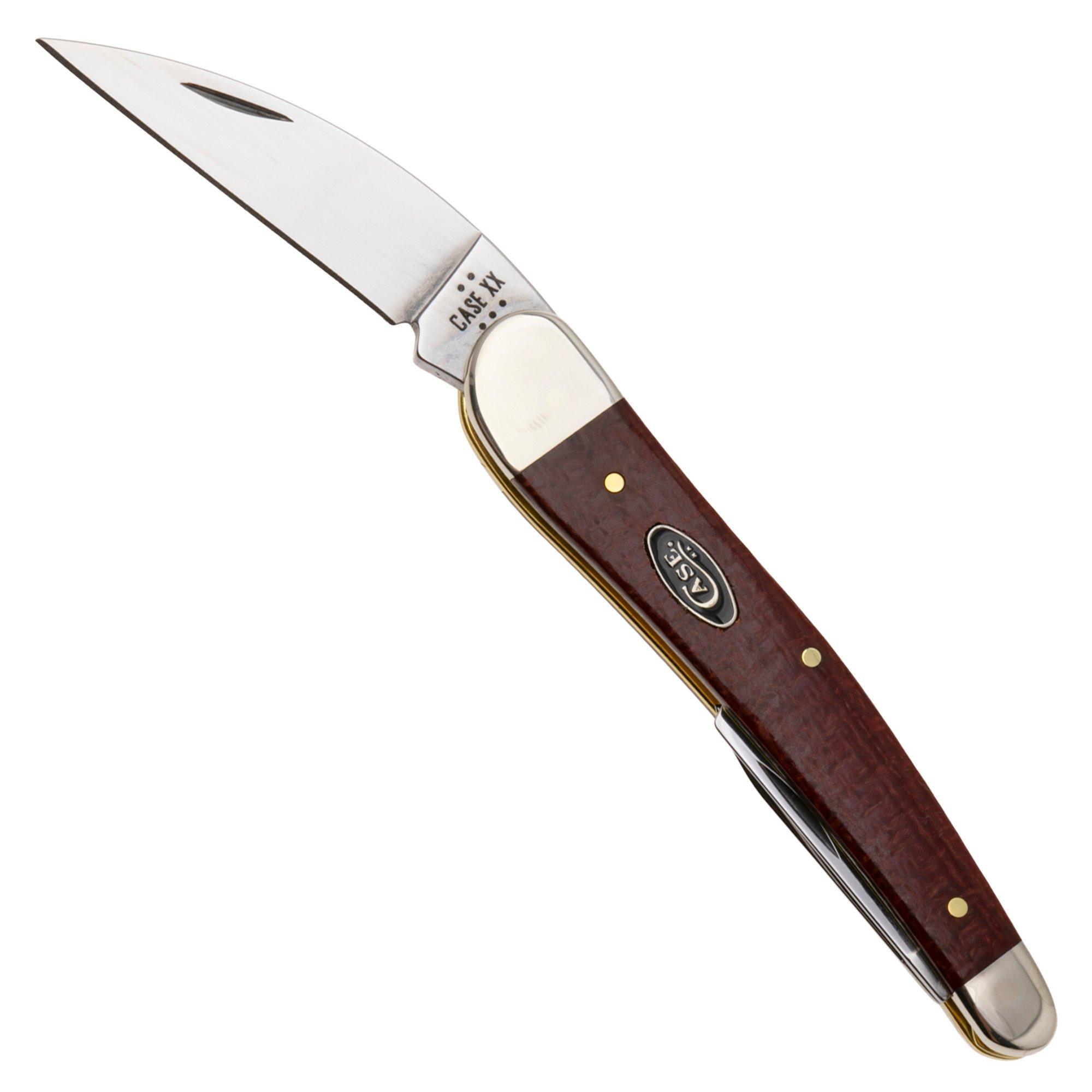 Case Seahorse Whittler Smooth Dark Red Burlap Micarta, 12276, 10355WH Carbon Steel Taschenmesser