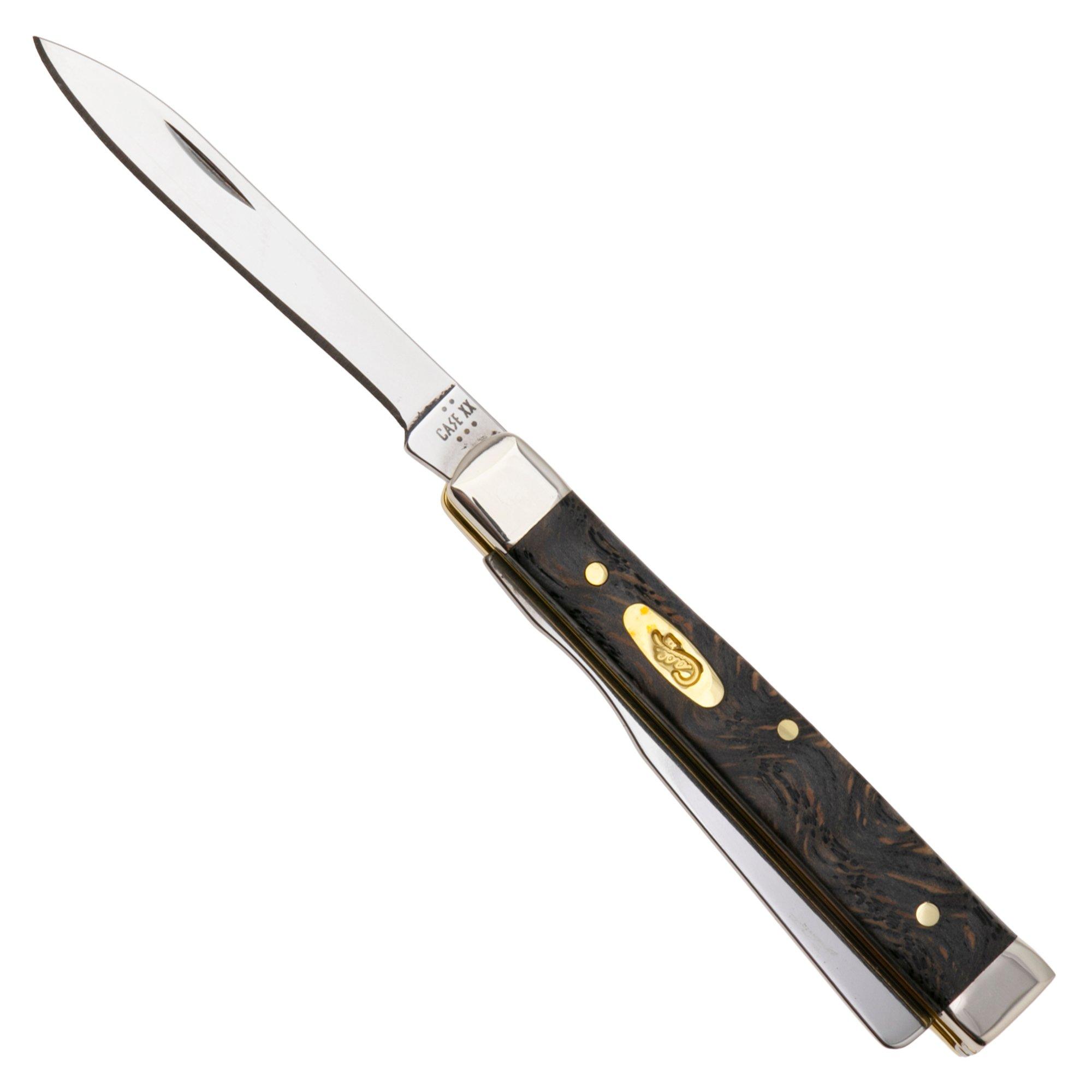 Case Baby Doc Black Curly Oak Wood, 14007, 7282SP SS pocket knife