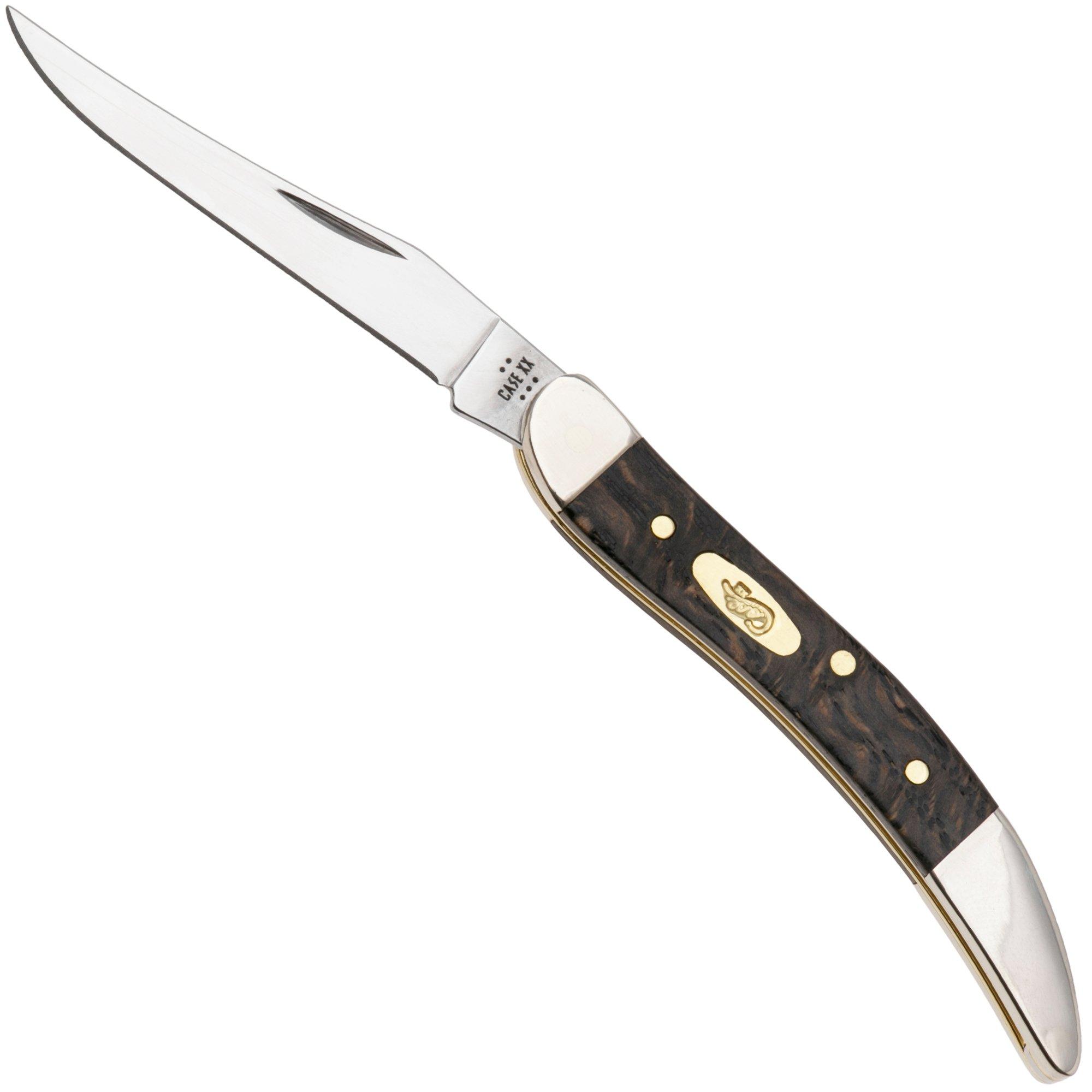 Case Small Texas Toothpick Smooth Black Curly Oak Wood, 14009, 710096 SS pocket knife