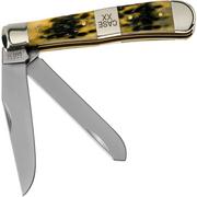 Case Trapper, Tang Stamp Series, Peach Seed Jig, Olive Green Bone 21511, 6254 SS pocket knife