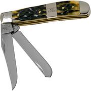 Case Mini Trapper, Tang Stamp Series, Peach Seed Jig, Olive Green Bone 21513, 6207 SS zakmes