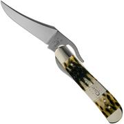 Case Russlock, Tang Stamp Series, Peach Seed Jig, Olive Green Bone 21517, 61953L SS pocket knife
