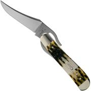 Case Russlock, Tang Stamp Series, Peach Seed Jig, Olive Green Bone 21517, 61953L rostfrei, Taschenmesser