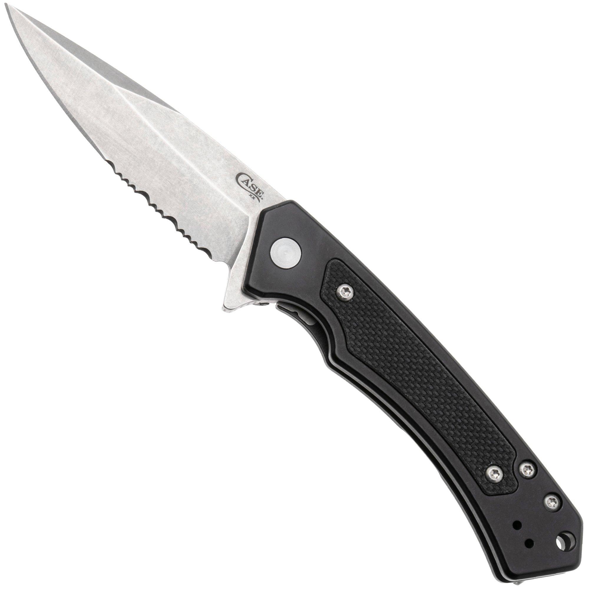 Nóż składany Case Marilla Black Anodized Aluminum, Black G10 Inlay, 25878, S35VN, ostrze częściowo ząbkowane