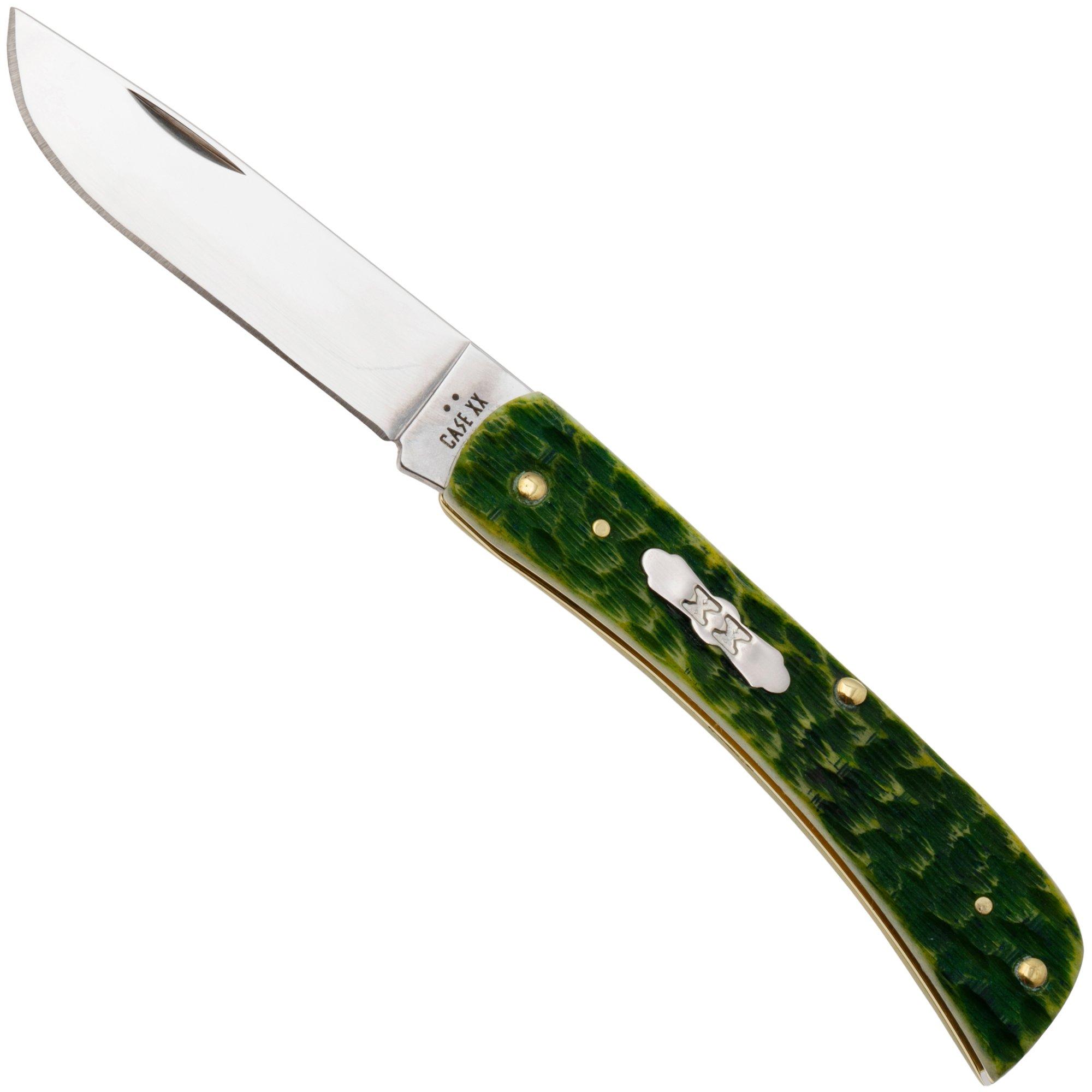 Case Sod Buster Jr 27863, Green Apple Bone, Peach Seed Jig, 6137 SS pocket knife