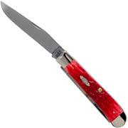 Case Trapper Dark Red Bone, Peach Seed Jig, 31957, 6254 CV pocket knife with pocket clip