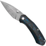 Case Westline 36556 Blue & Black & White Marbled Carbon Fiber, Drop Point Blade S35VN navaja