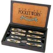 Case 25th Anniversary Mint Set, Pocket Worn Olive Green Bone, Peach Seed Jig, 38190, SS pocket knife 