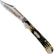 Case Copperlock, Pocket Worn Olive Green Bone, Peach Seed Jig, 38198, 61549L SS pocket knife