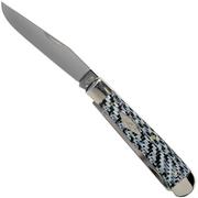 Case Medium Trapper White & Black Carbon Fibre-G10 Weave Smooth, 38920, 10254 SS pocket knife