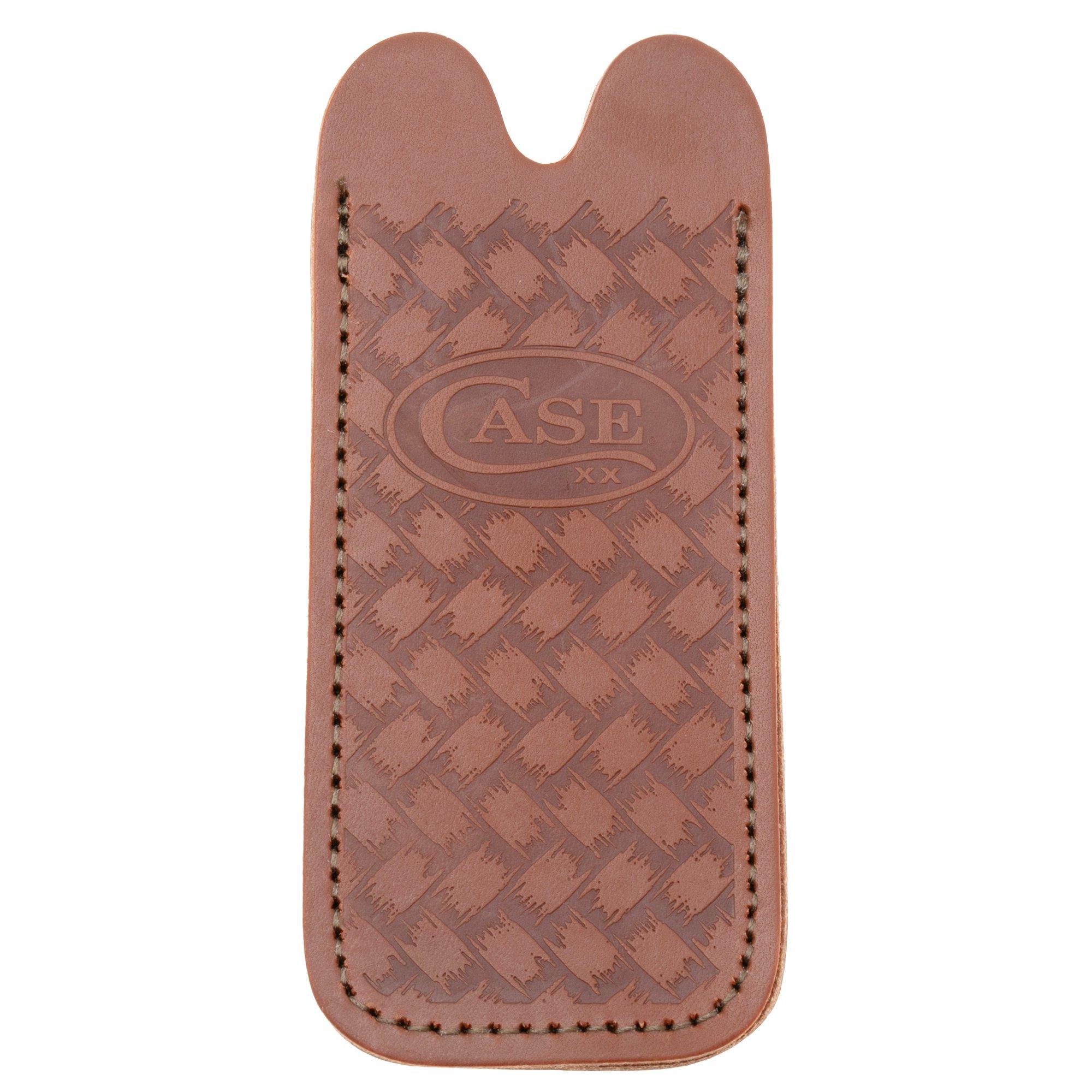 Case Knife Slip Herringbone 41412 Genuine Brown Leather, sheath