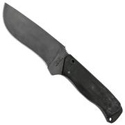 Case Winkler Recurve Utility No 6, 43177 Harry Bologna, Black Canvas Micarta, Leather Sheath survival knife