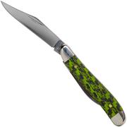 Case Peanut Green & Black Carbon Fiber-G10 Weave Smooth, 50714, 10220 SS pocket knife