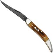 Case Small Texas Toothpick 52424 Burnt Goldenrod Damascus 610096 coltello da tasca
