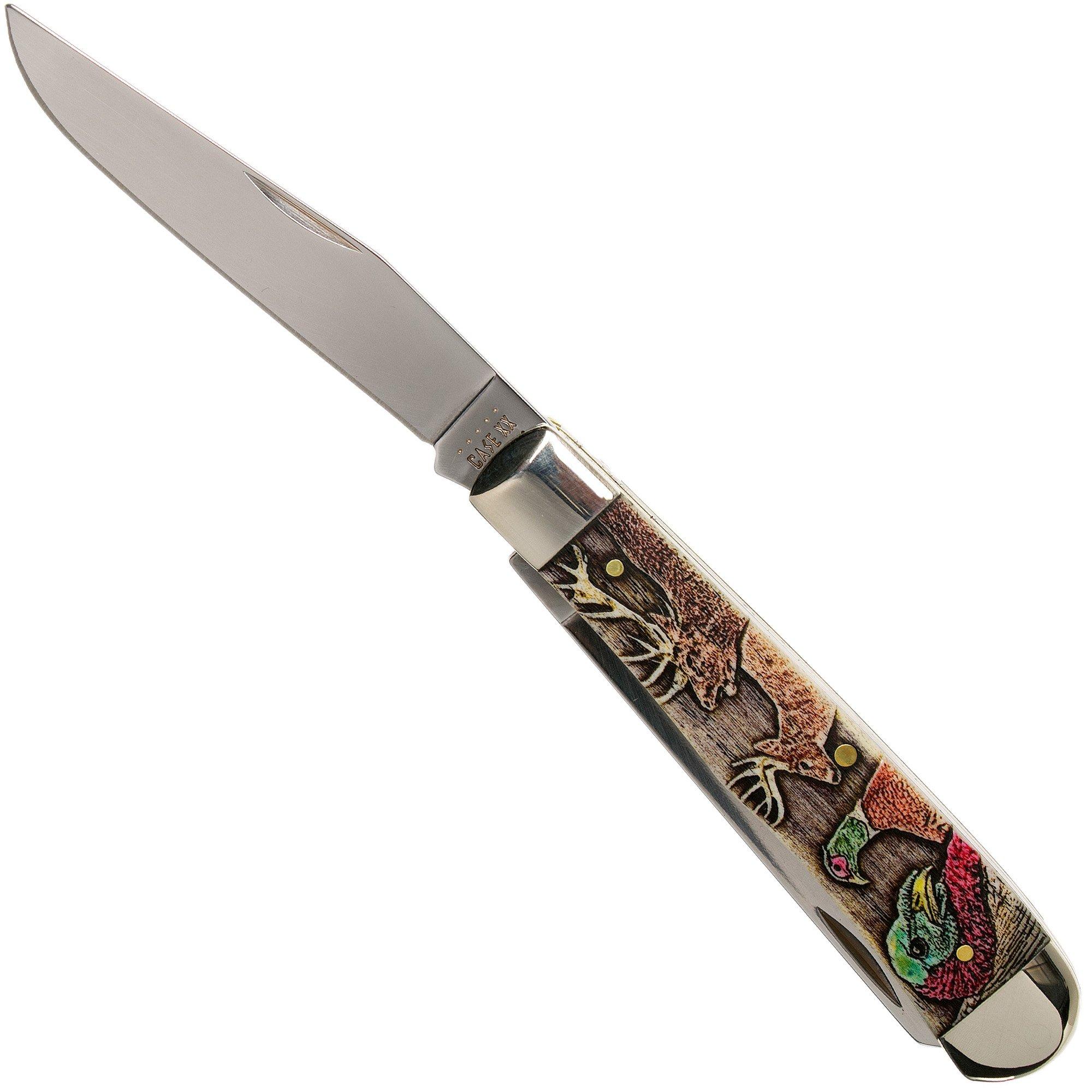 Case Trapper Embellished Smooth Natural Bone, Sportsman Series Gift Set, 60585, 6254 SS pocket knife