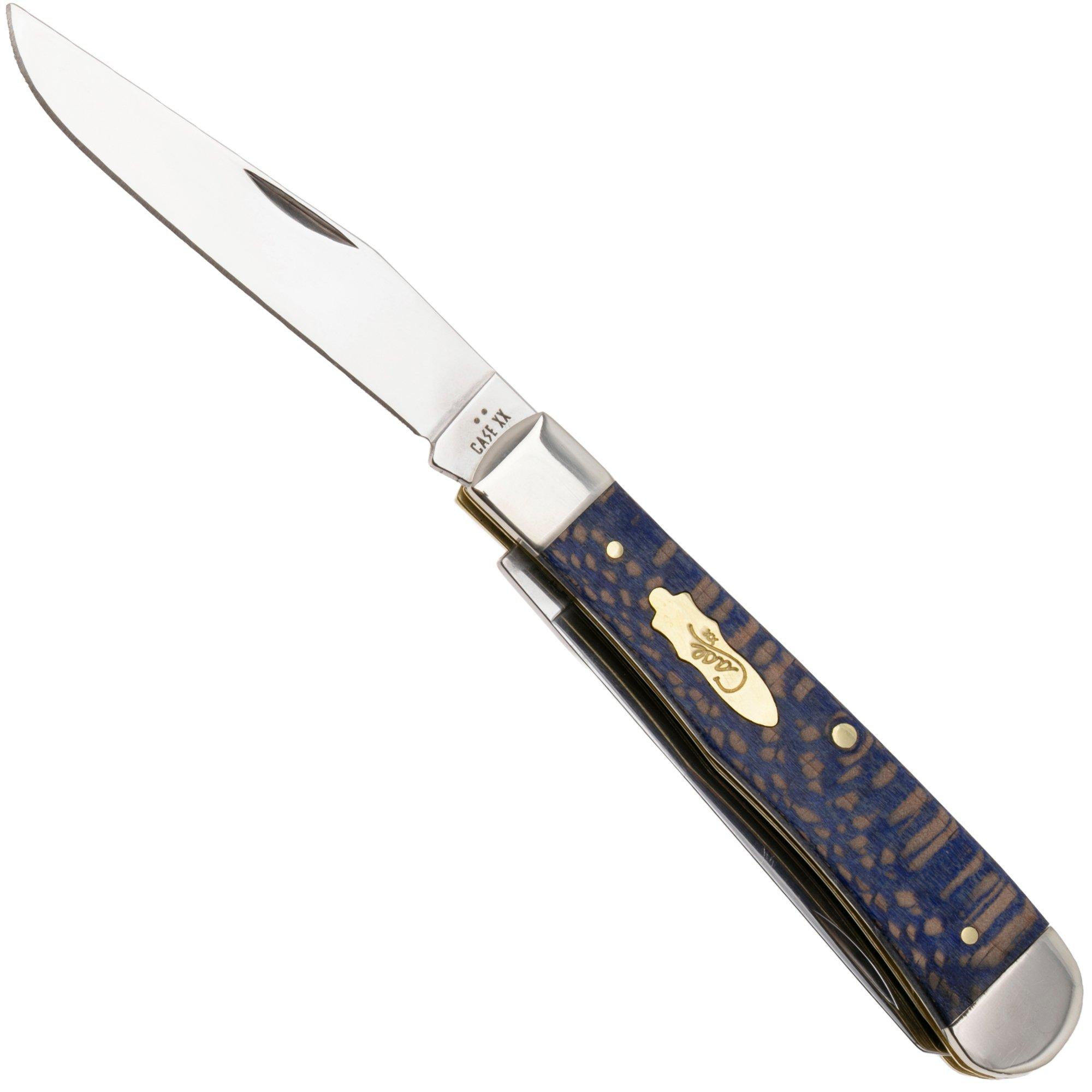 Case Trapper Blue Smooth Sycamore Wood, 63730, 7254 Stainless Steel Taschenmesser
