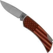 Case x Woodchuck Executive Lockback Brushed Stainless, Flag, 64324, M1300L SS pocket knife