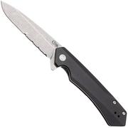 Case Kinzua Spearpoint Black Anodized Aluminum, 64633, S35VN, serrated zakmes  
