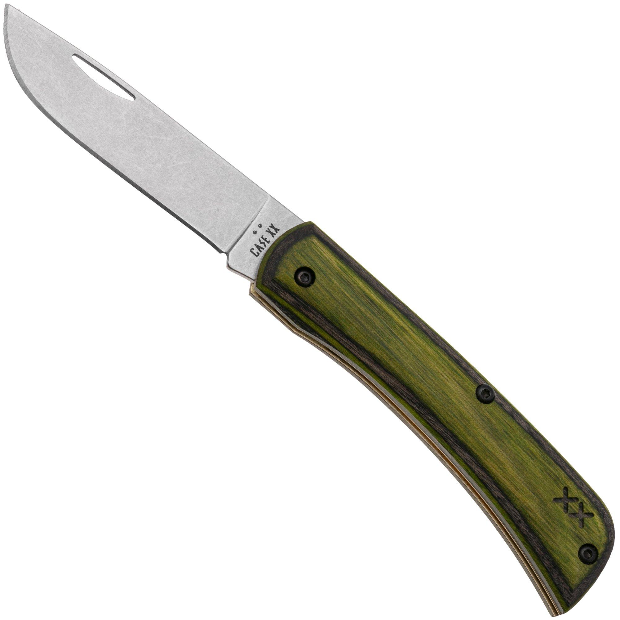 Case Sod Buster Jr Smooth Green/Black Dymalux Wood, 66383, XR7137 S35VN pocket knife