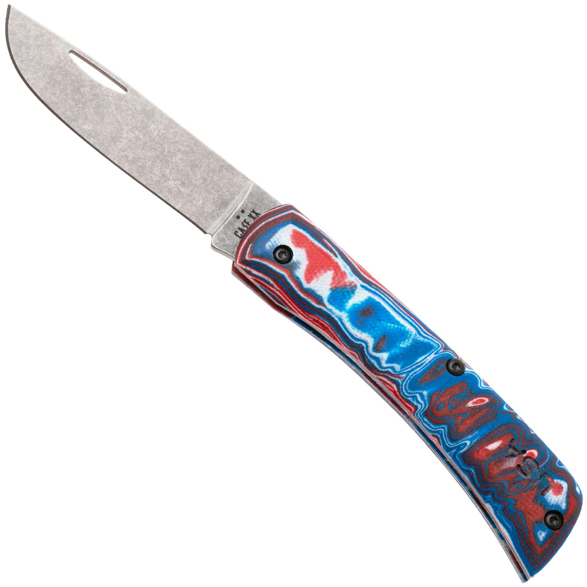 Case Sod Buster Jr. Smooth Red/White/Blue Burl G10, Crossroads XR, 66386, XR10137C S35VN Taschenmesser