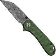 CIVIVI Elementum C18062AF-DS1 Green Micarta, Damascus Blade, couteau de poche