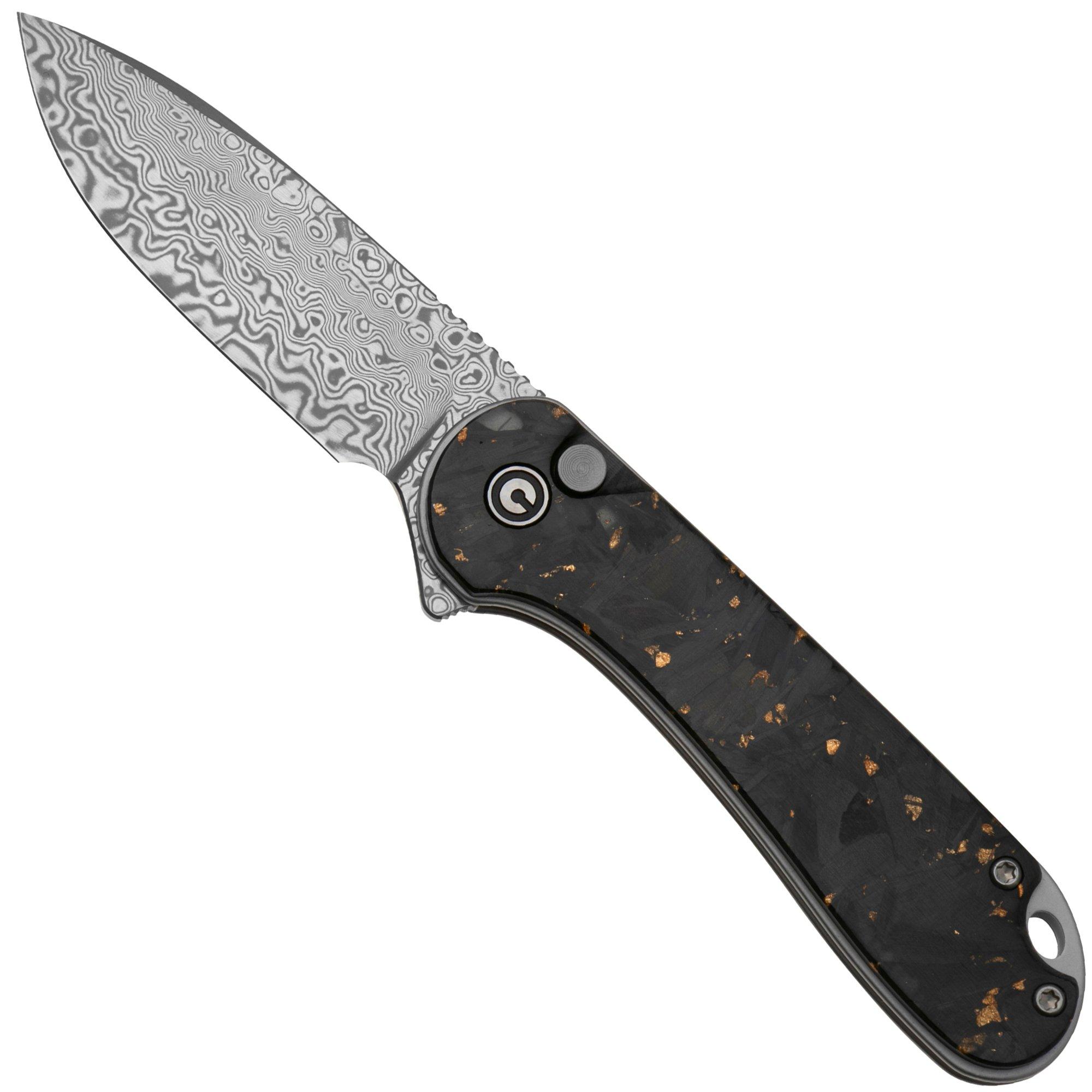 Nóż składany CIVIVI Elementum II Button Lock C18062P-10 Damascus, Carbon Fiber Golden Shred