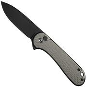 Civivi Elementum II Button Lock, C18062PD-1 Black Stonewashed Nitro-V, Diamond Patterned Gray Aluminum Handle, zakmes 