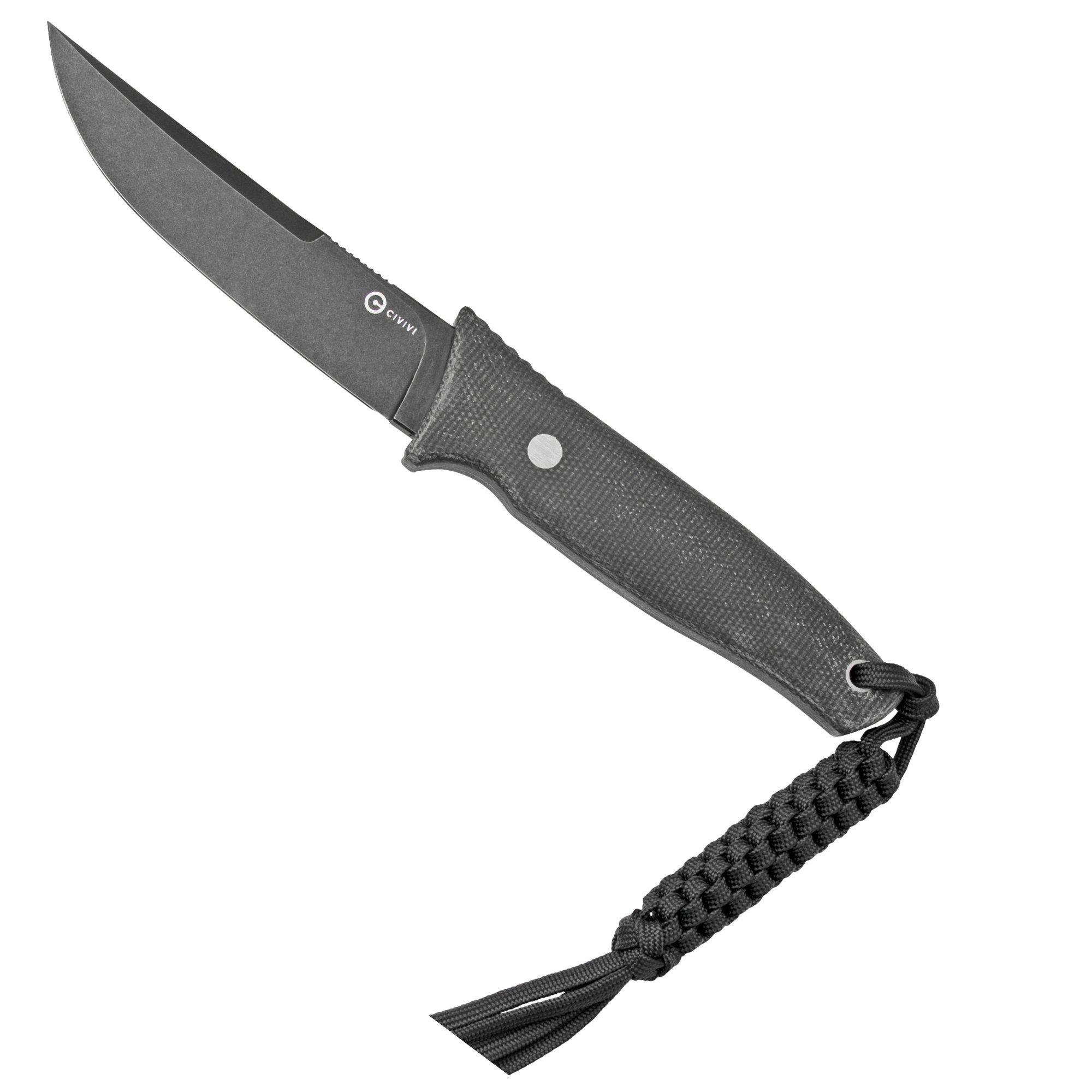Civivi Tamashii C19046-4 Green Canvas Micarta, Blackwashed fixed knife, Bob Terzuola design