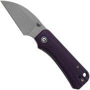 Civivi Baby Banter Wharncliffe C19068SC-2, Nitro-V, Purple Micarta, pocket knife, Ben Petersen design