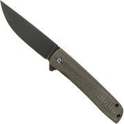 Civivi Bo C20009B-6 Dark Green Micarta, Black Stonewashed pocket knife, Brad Zinker design