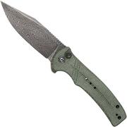 Civivi Cogent C20038D-DS1 Damascus Plain Edge, Green Micarta pocket knife