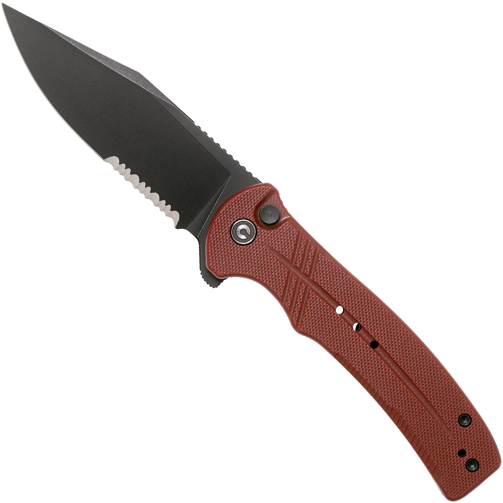 Nóż składany Civivi Cogent C20038E-2 Blackwashed Serrated Edge, Burgundy G10