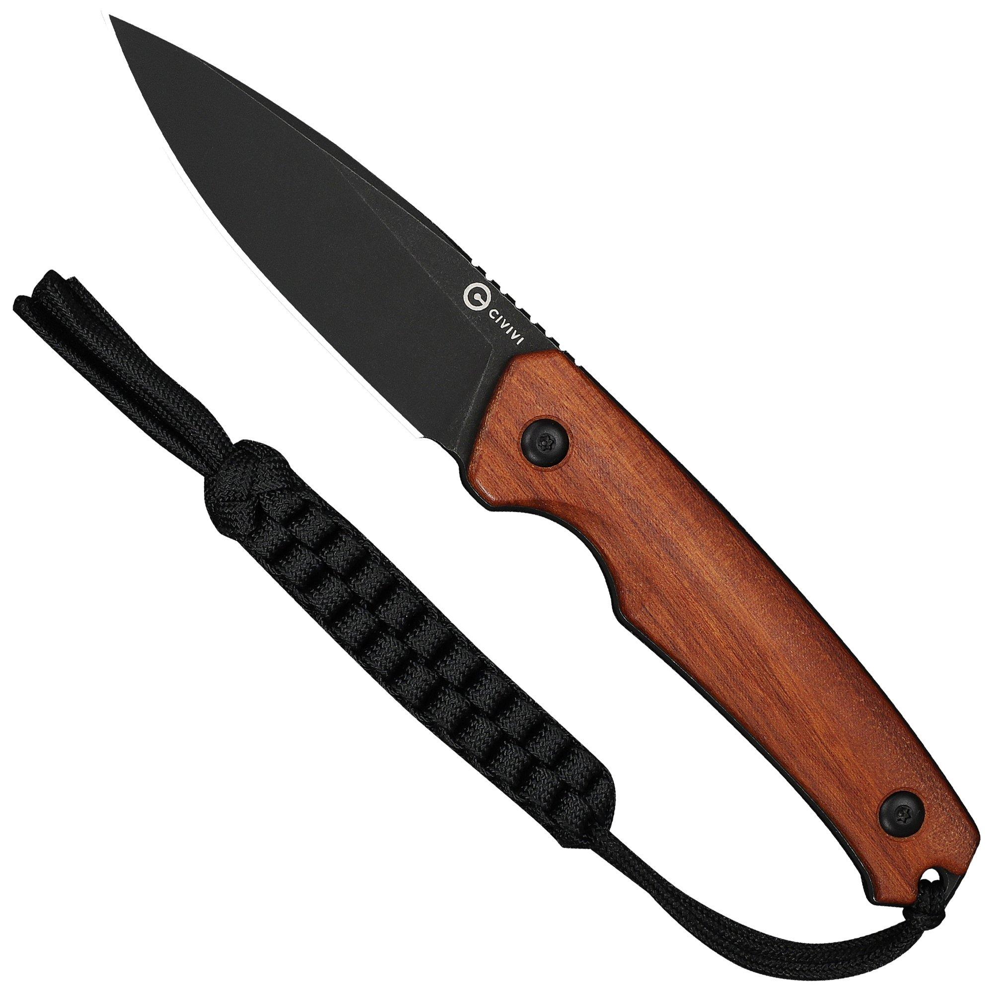Civivi Altus Fixed Blade C20076B-3, Blackwashed 14C28N, Guibourtia Wood couteau de poche
