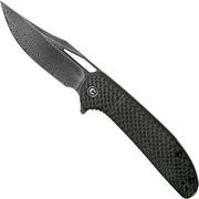 Civivi Ortis C2013DS-1 Damascus, Carbon fibre coltello da tasca