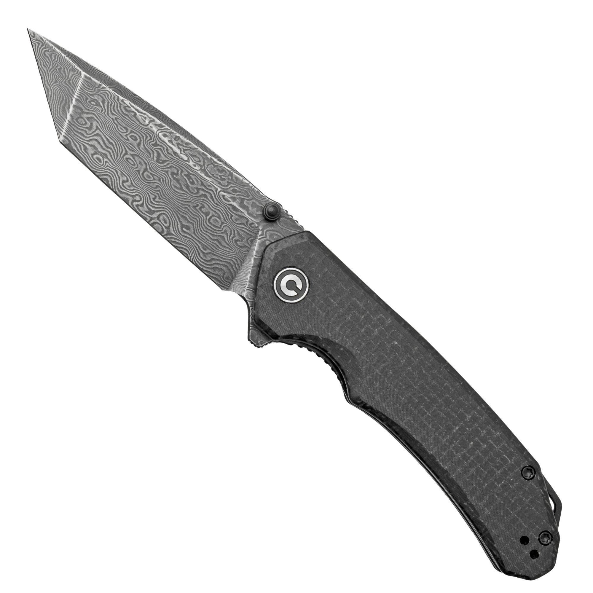 Nóż składany Civivi Brazen C2023DS-1 Damascus Droppoint, Black Coarse Micarta