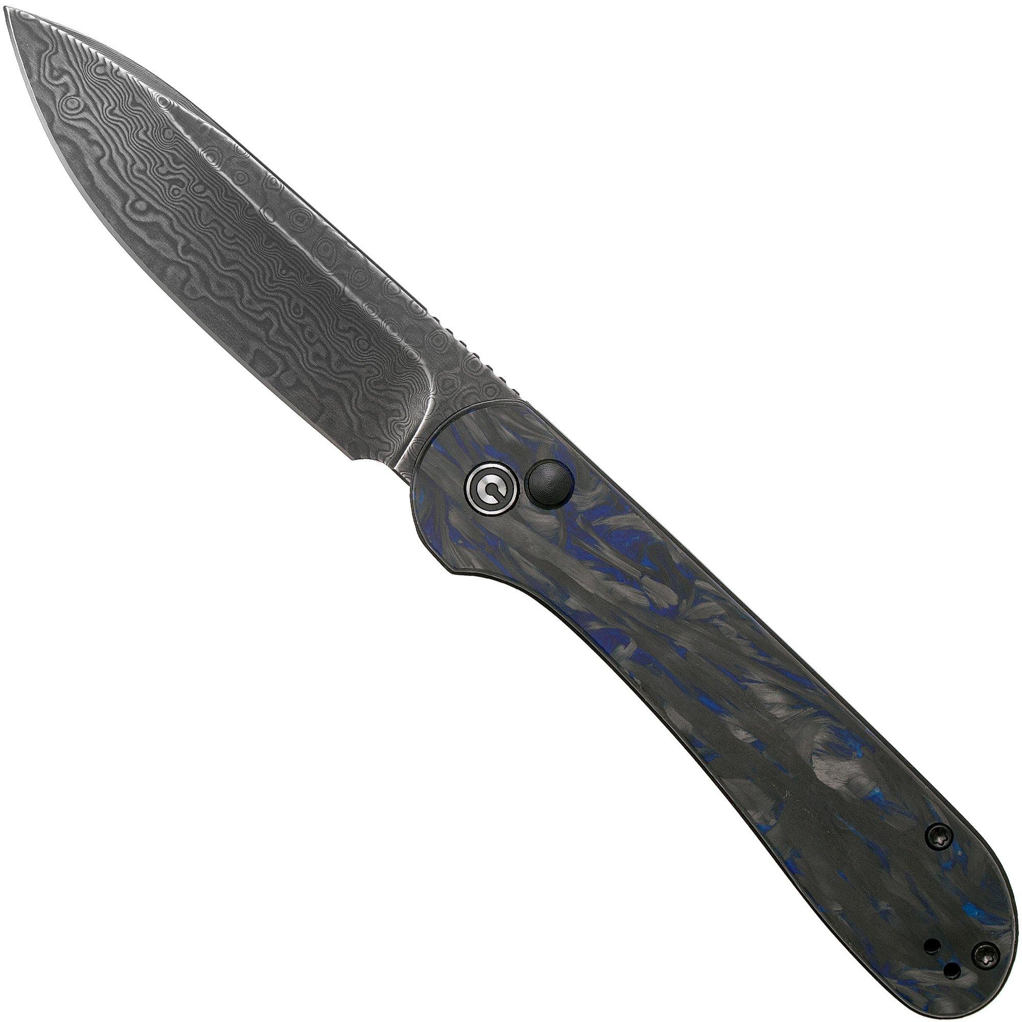 Civivi Elementum Button Lock C2103DS-1 Damascus, Blue Carbonfiber Taschenmesser