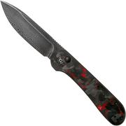 Civivi Elementum Button Lock C2103DS-2 Damascus, Red Carbon fibre pocket knife