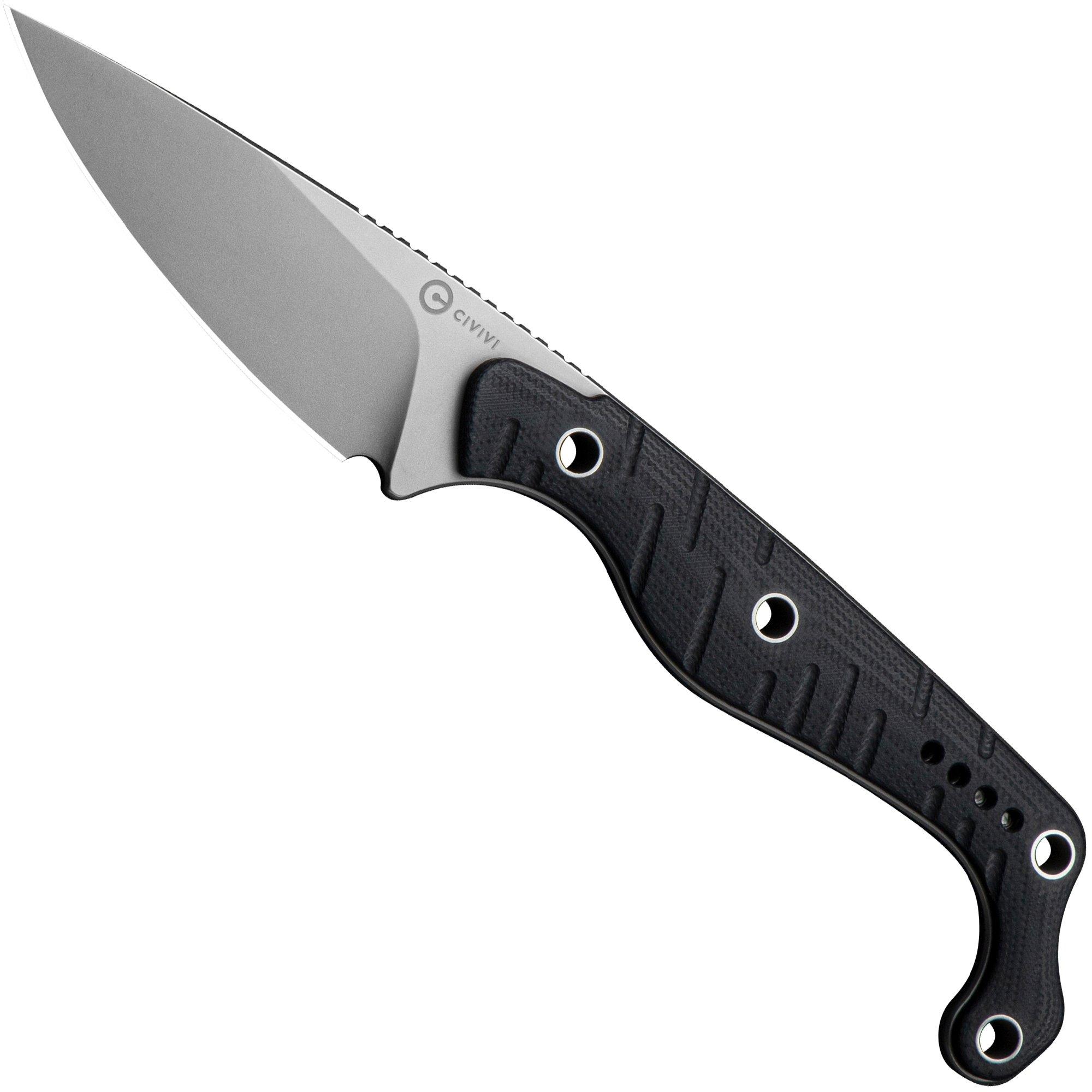 Civivi SŌKN C22027-1 Stonewashed Nitro-V, Black G10, vaststaand mes, Kyle Lamb design
