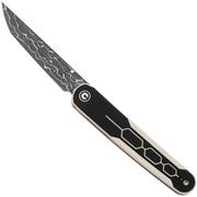 Civivi KwaiQ 23015-DS1, Damascus, Milled Ivory Black G10, coltello da tasca