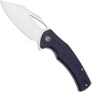 Civivi BullTusk C23017-3 Satin Sandvik 14C28N, Purple Canvas Micarta, couteau de poche