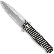 Civivi RS71 C23025-1 Satin Nitro-V, Milled Ivory Black G10 pocket knife, Robert Saniscalchi design