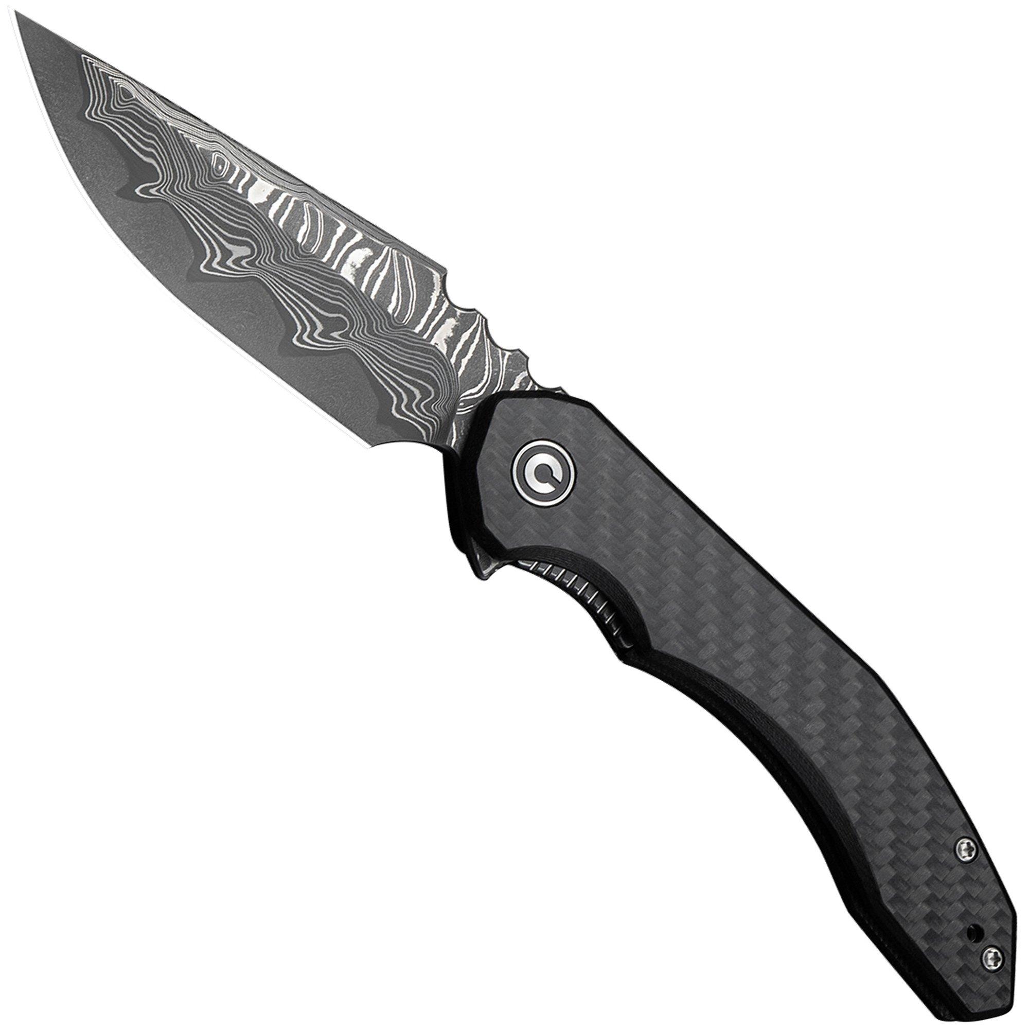 Nóż składany Civivi Bluetick C23050-DS2 Damascus, Carbon Fiber Overlay Black G10, Nested Liner Lock, projekt Bryan Montalvo