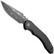 Image for Civivi Bluetick C23050-DS2 Damascus, Carbon Fiber Overlay Black G10, Nested Liner Lock, pocket knife, Bryan Montalvo design