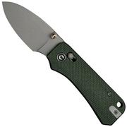 Civivi Baby Banter 2 C23074-3 Gray Stonewashed Green Micarta Crossbar Lock, coltello da tasca