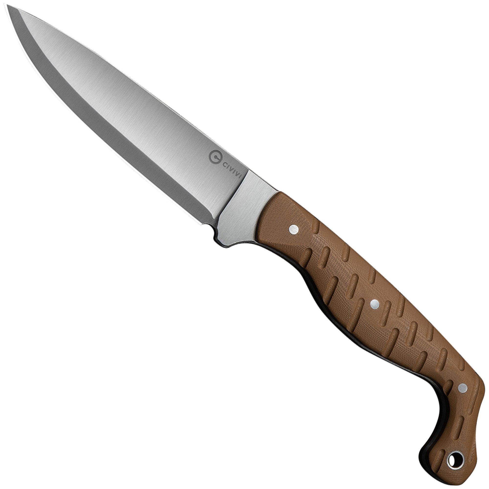 Civivi MDRN Hunter C23078-2 Satin Nitro-V, Brown G10, hunting knife, Kyle Lamb design