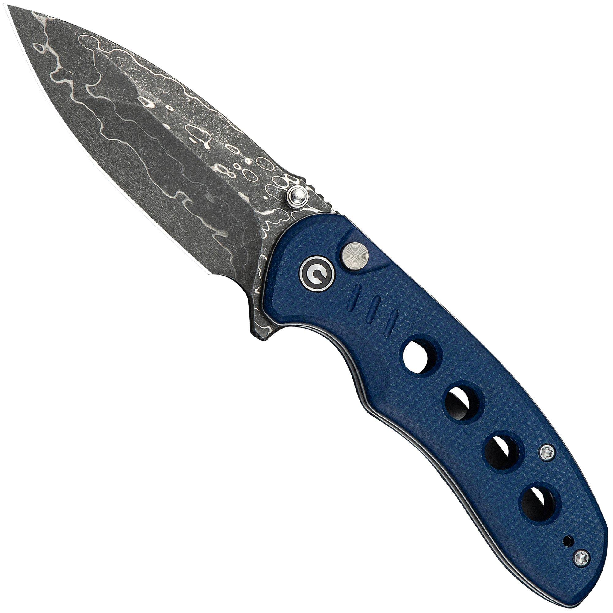 Civivi Triptych C23085B-DS1 Damascus, Blue Micarta, couteau de poche